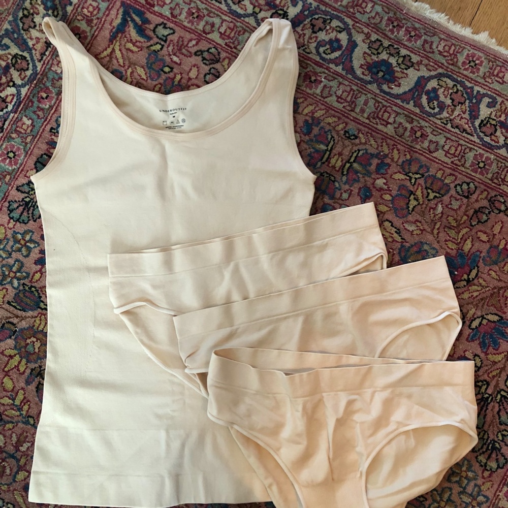 Nude/Cream Underoutfit Shaping Tank Cami and 3 Pair Underwear Medium